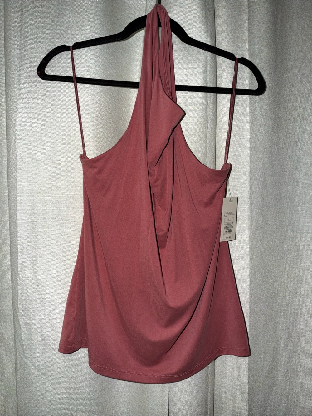 Draped Halter Spaghetti Strap Top - Dusty Rose